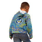 Parramatta Eels Kid Hoodie Aboriginal Dot Pattern - Rugby Mascot Heritage Pride