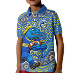 Parramatta Eels Kid Polo Shirt Aboriginal Dot Pattern - Rugby Mascot Heritage Pride