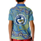 Parramatta Eels Kid Polo Shirt Aboriginal Dot Pattern - Rugby Mascot Heritage Pride
