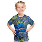 Parramatta Eels Kid T Shirt Aboriginal Dot Pattern - Rugby Mascot Heritage Pride