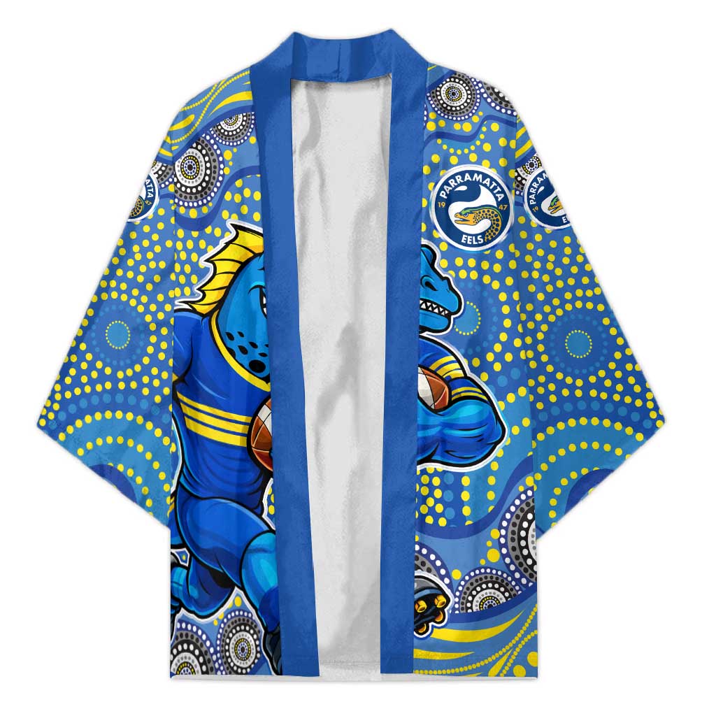 Parramatta Eels Kimono Aboriginal Dot Pattern - Rugby Mascot Heritage Pride