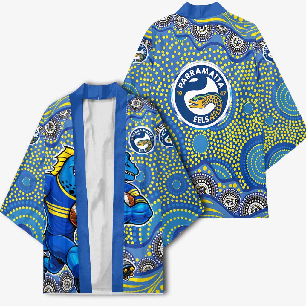 Parramatta Eels Kimono Aboriginal Dot Pattern - Rugby Mascot Heritage Pride