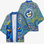 Parramatta Eels Kimono Aboriginal Dot Pattern - Rugby Mascot Heritage Pride