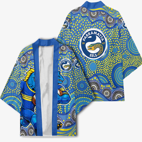 Parramatta Eels Kimono Aboriginal Dot Pattern - Rugby Mascot Heritage Pride