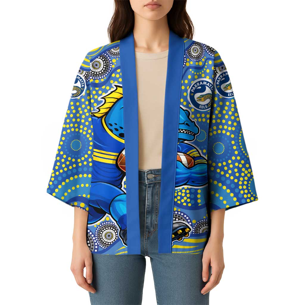 Parramatta Eels Kimono Aboriginal Dot Pattern - Rugby Mascot Heritage Pride