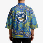 Parramatta Eels Kimono Aboriginal Dot Pattern - Rugby Mascot Heritage Pride