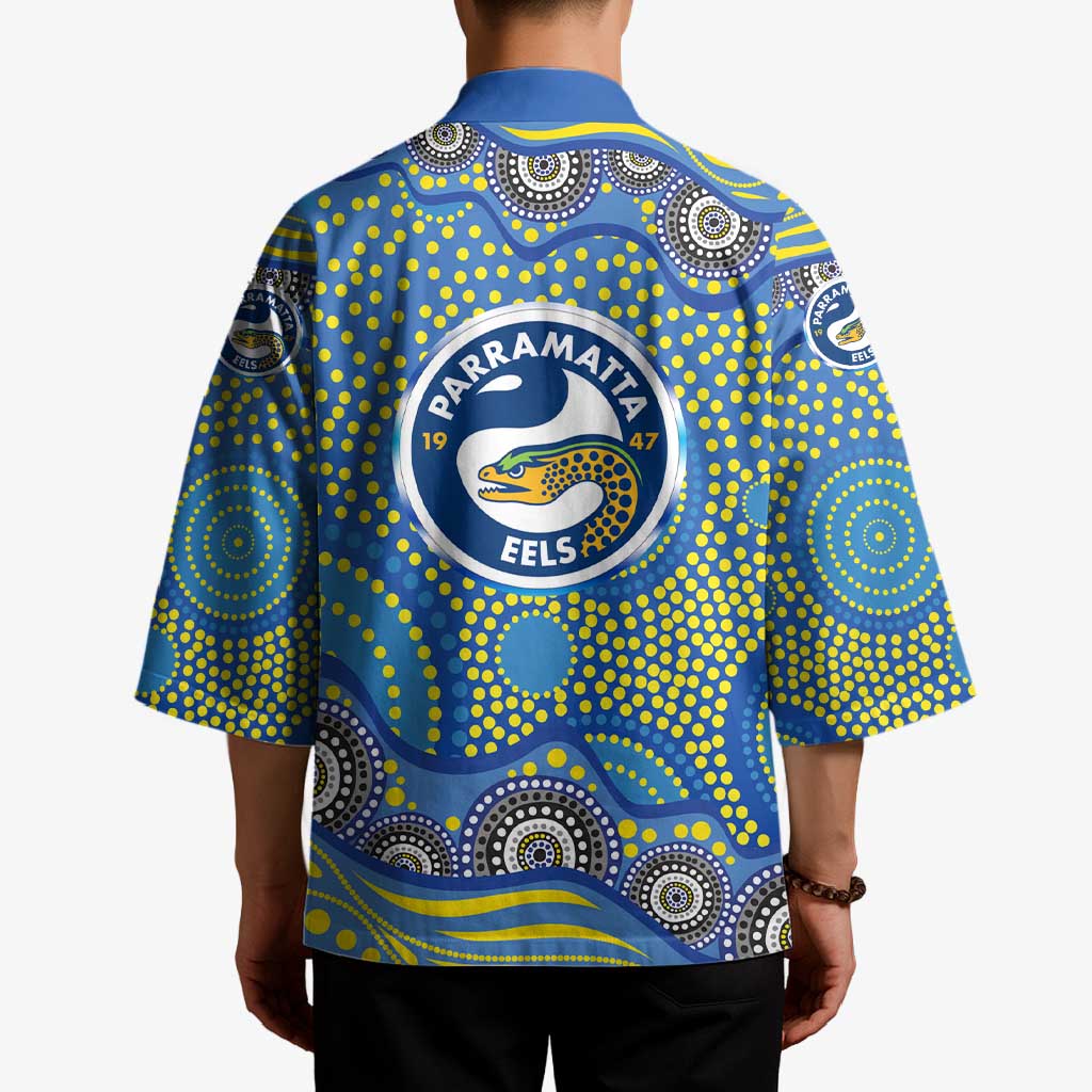 Parramatta Eels Kimono Aboriginal Dot Pattern - Rugby Mascot Heritage Pride