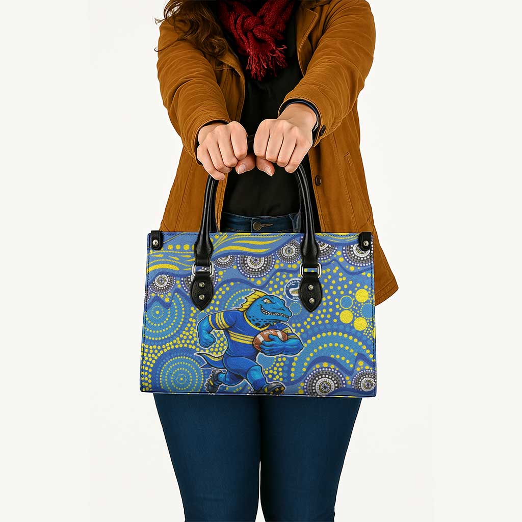 Parramatta Eels Leather Bag Aboriginal Dot Pattern - Rugby Mascot Heritage Pride