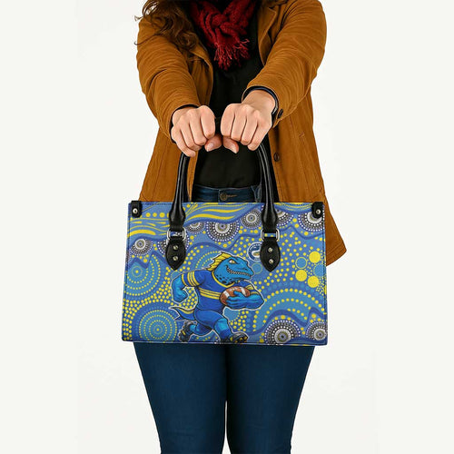 Parramatta Eels Leather Bag Aboriginal Dot Pattern - Rugby Mascot Heritage Pride