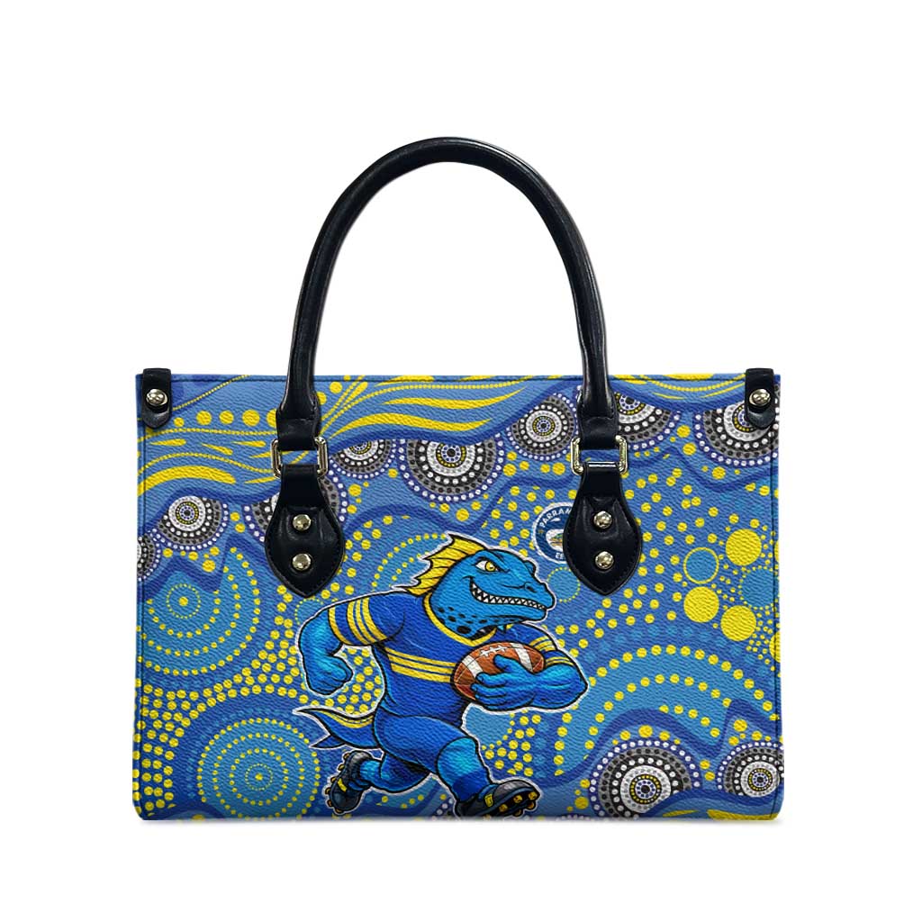 Parramatta Eels Leather Bag Aboriginal Dot Pattern - Rugby Mascot Heritage Pride