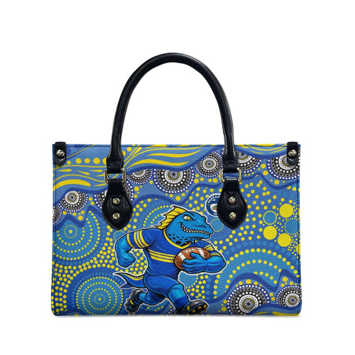 Parramatta Eels Leather Bag Aboriginal Dot Pattern - Rugby Mascot Heritage Pride