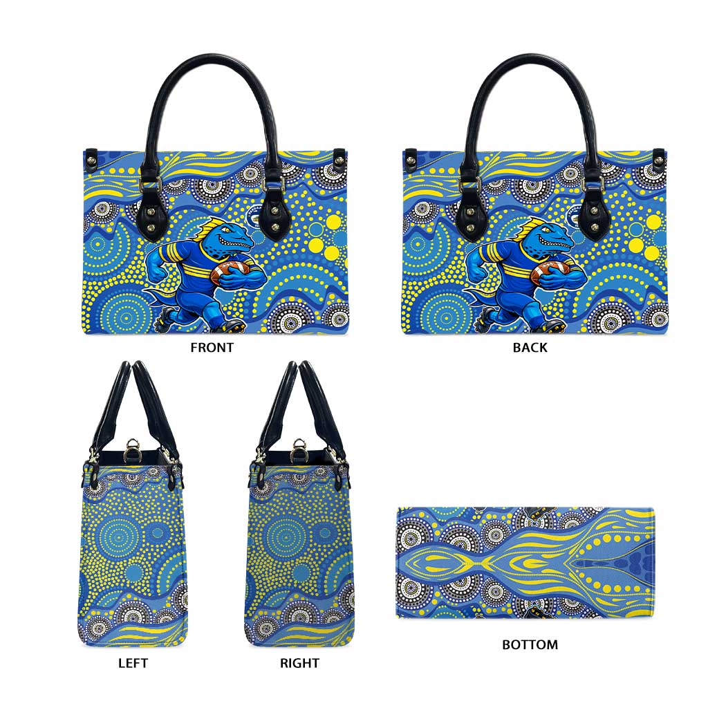 Parramatta Eels Leather Bag Aboriginal Dot Pattern - Rugby Mascot Heritage Pride