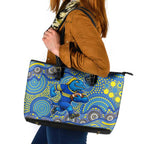 Parramatta Eels Leather Tote Bag Aboriginal Dot Pattern - Rugby Mascot Heritage Pride