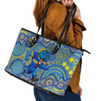 Parramatta Eels Leather Tote Bag Aboriginal Dot Pattern - Rugby Mascot Heritage Pride