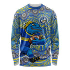 Parramatta Eels Long Sleeve Shirt Aboriginal Dot Pattern - Rugby Mascot Heritage Pride