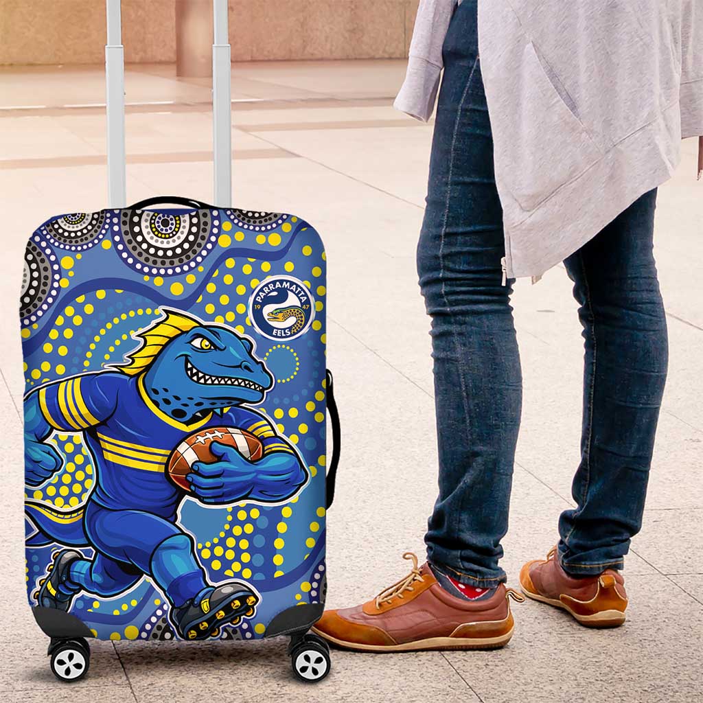 Parramatta Eels Luggage Cover Aboriginal Dot Pattern - Rugby Mascot Heritage Pride