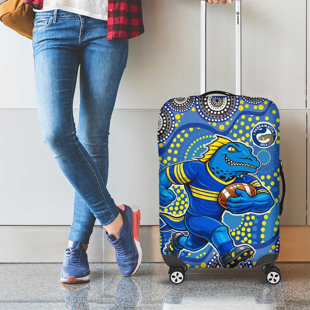 Parramatta Eels Luggage Cover Aboriginal Dot Pattern - Rugby Mascot Heritage Pride