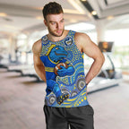 Parramatta Eels Men Tank Top Aboriginal Dot Pattern - Rugby Mascot Heritage Pride