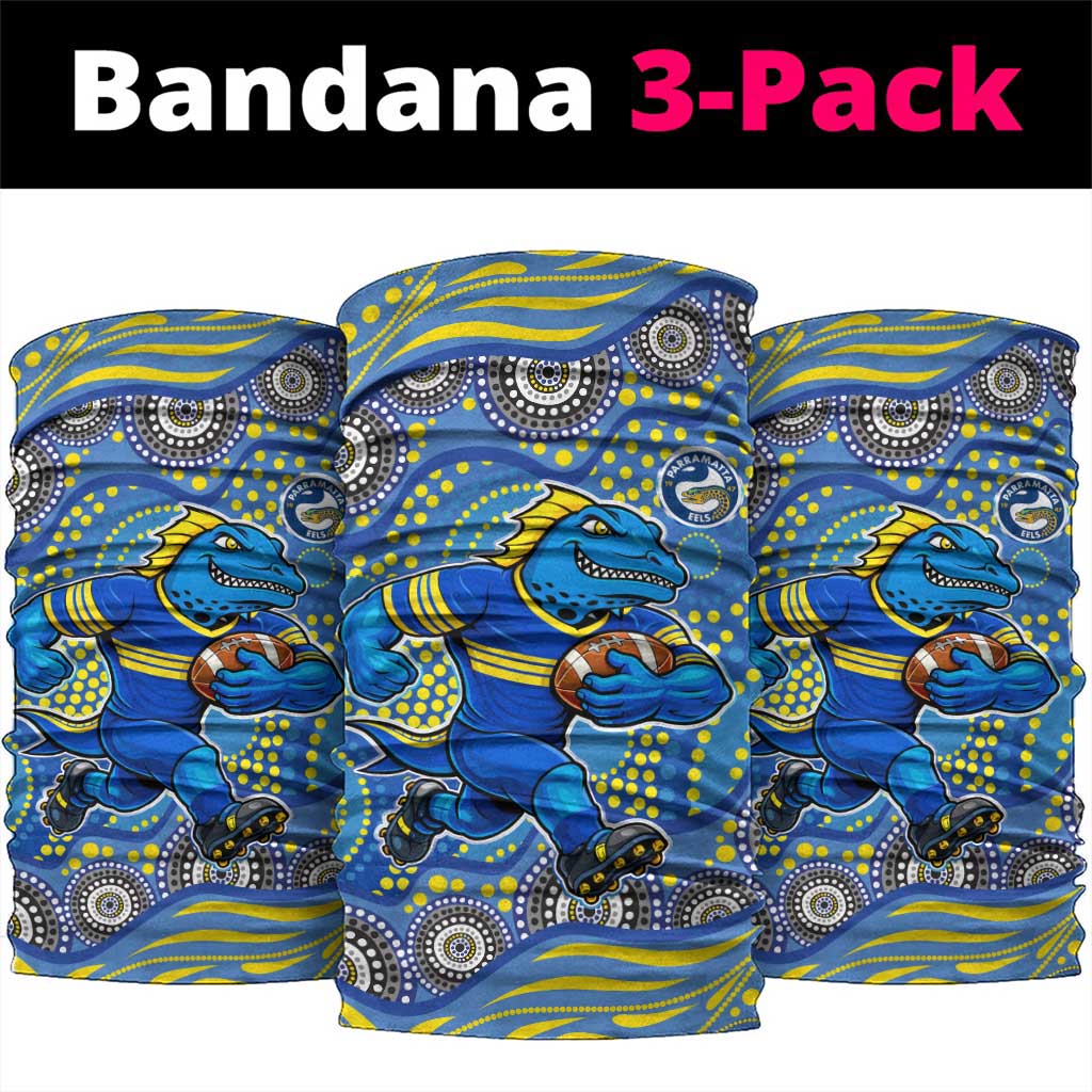 Parramatta Eels Neck Gaiter Aboriginal Dot Pattern - Rugby Mascot Heritage Pride