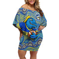 Parramatta Eels Off Shoulder Short Dress Aboriginal Dot Pattern - Rugby Mascot Heritage Pride