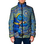 Parramatta Eels Padded Jacket Aboriginal Dot Pattern - Rugby Mascot Heritage Pride