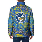 Parramatta Eels Padded Jacket Aboriginal Dot Pattern - Rugby Mascot Heritage Pride