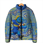 Parramatta Eels Padded Jacket Aboriginal Dot Pattern - Rugby Mascot Heritage Pride
