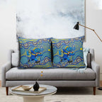 Parramatta Eels Pillow Cover Aboriginal Dot Pattern - Rugby Mascot Heritage Pride