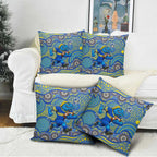 Parramatta Eels Pillow Cover Aboriginal Dot Pattern - Rugby Mascot Heritage Pride