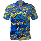 Parramatta Eels Polo Shirt Aboriginal Dot Pattern - Rugby Mascot Heritage Pride