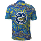 Parramatta Eels Polo Shirt Aboriginal Dot Pattern - Rugby Mascot Heritage Pride