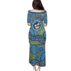 Parramatta Eels Puletasi Aboriginal Dot Pattern - Rugby Mascot Heritage Pride