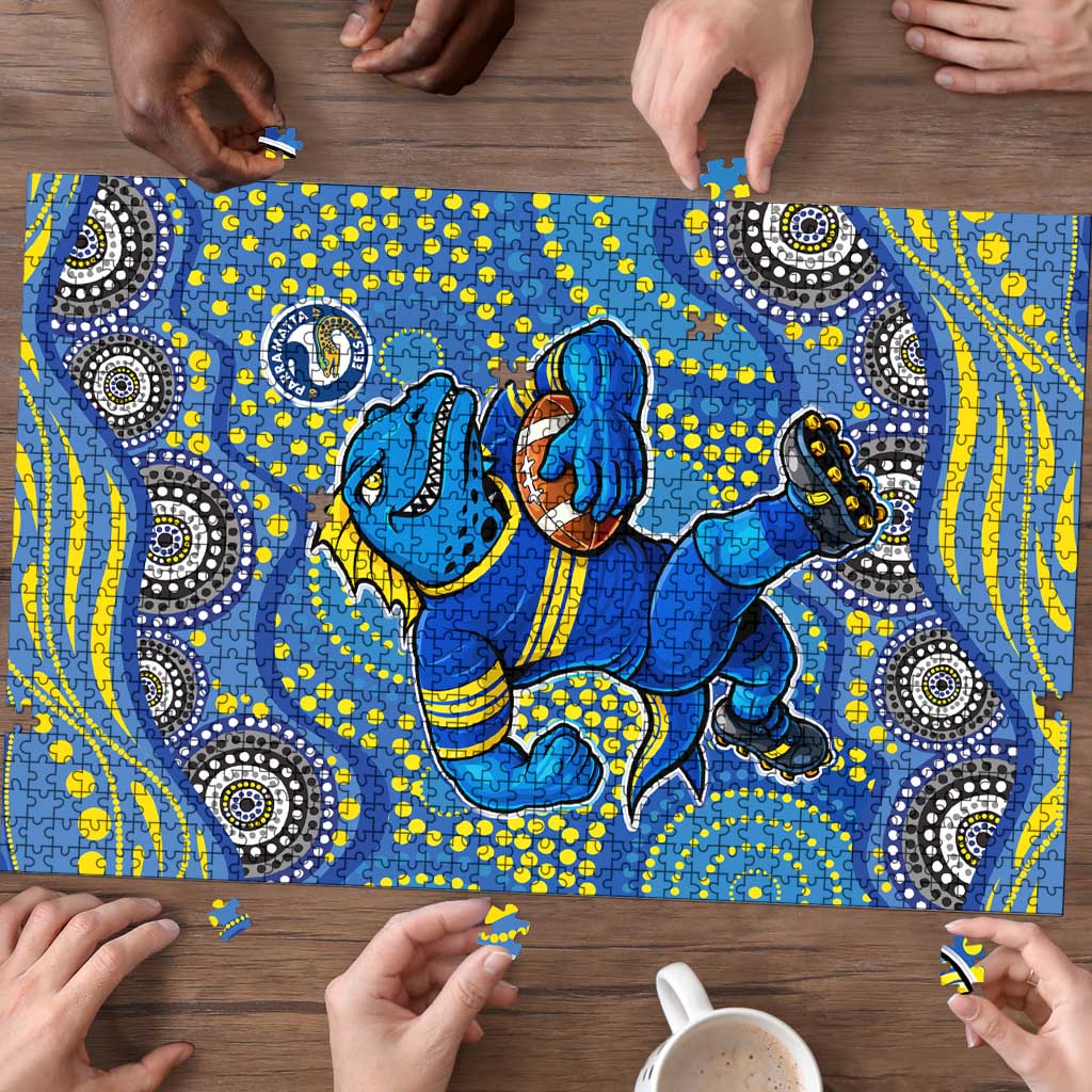 Parramatta Eels Puzzle Aboriginal Dot Pattern - Rugby Mascot Heritage Pride