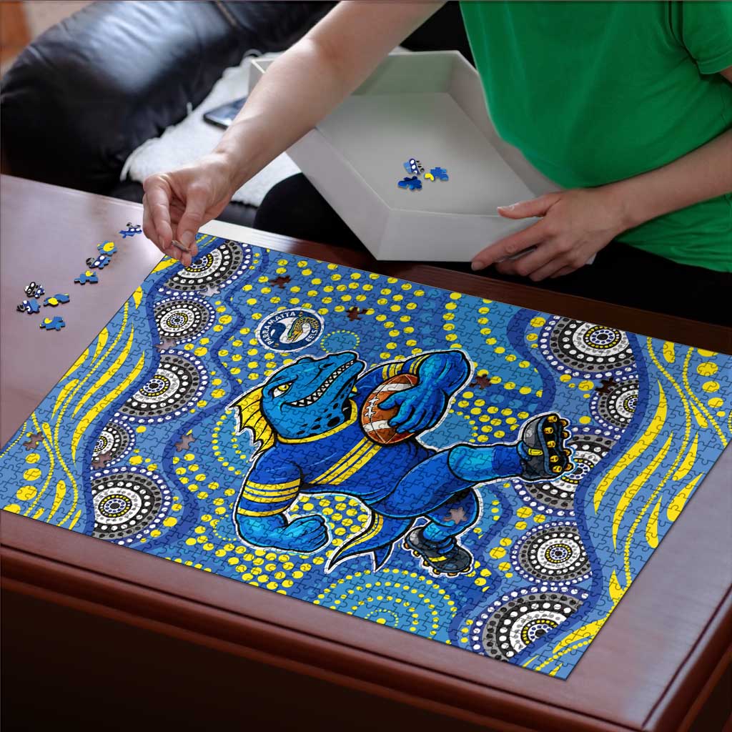 Parramatta Eels Puzzle Aboriginal Dot Pattern - Rugby Mascot Heritage Pride