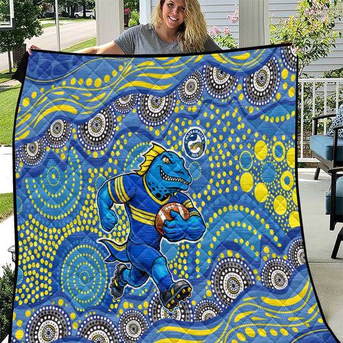 Parramatta Eels Quilt Aboriginal Dot Pattern - Rugby Mascot Heritage Pride