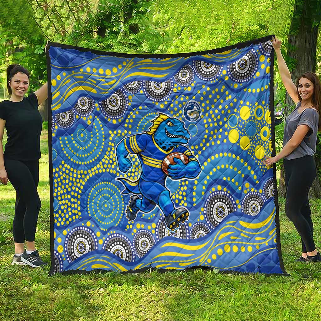 Parramatta Eels Quilt Aboriginal Dot Pattern - Rugby Mascot Heritage Pride