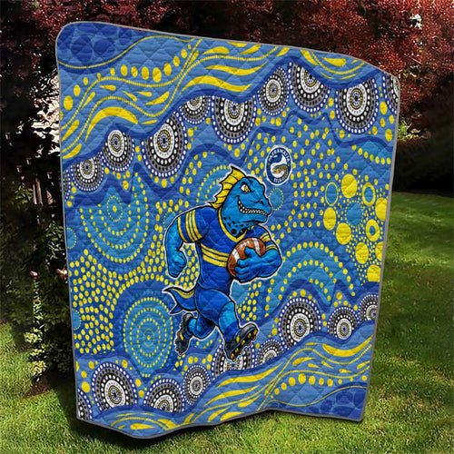 Parramatta Eels Quilt Aboriginal Dot Pattern - Rugby Mascot Heritage Pride