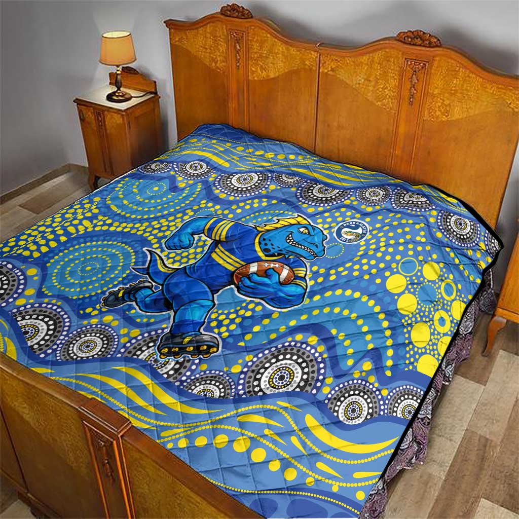Parramatta Eels Quilt Aboriginal Dot Pattern - Rugby Mascot Heritage Pride