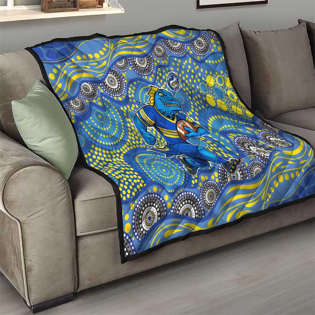 Parramatta Eels Quilt Aboriginal Dot Pattern - Rugby Mascot Heritage Pride