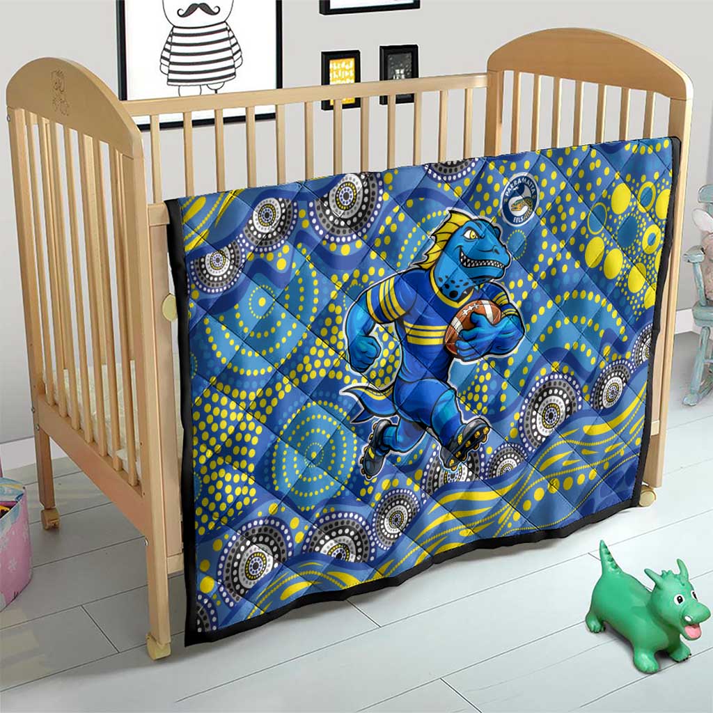 Parramatta Eels Quilt Aboriginal Dot Pattern - Rugby Mascot Heritage Pride