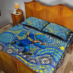 Parramatta Eels Quilt Bed Set Aboriginal Dot Pattern - Rugby Mascot Heritage Pride