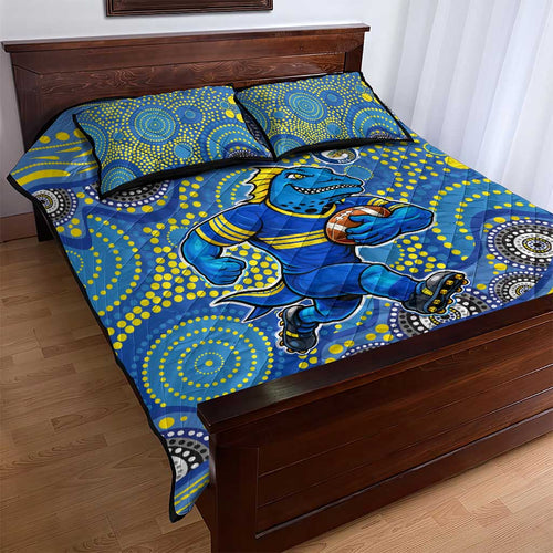 Parramatta Eels Quilt Bed Set Aboriginal Dot Pattern - Rugby Mascot Heritage Pride