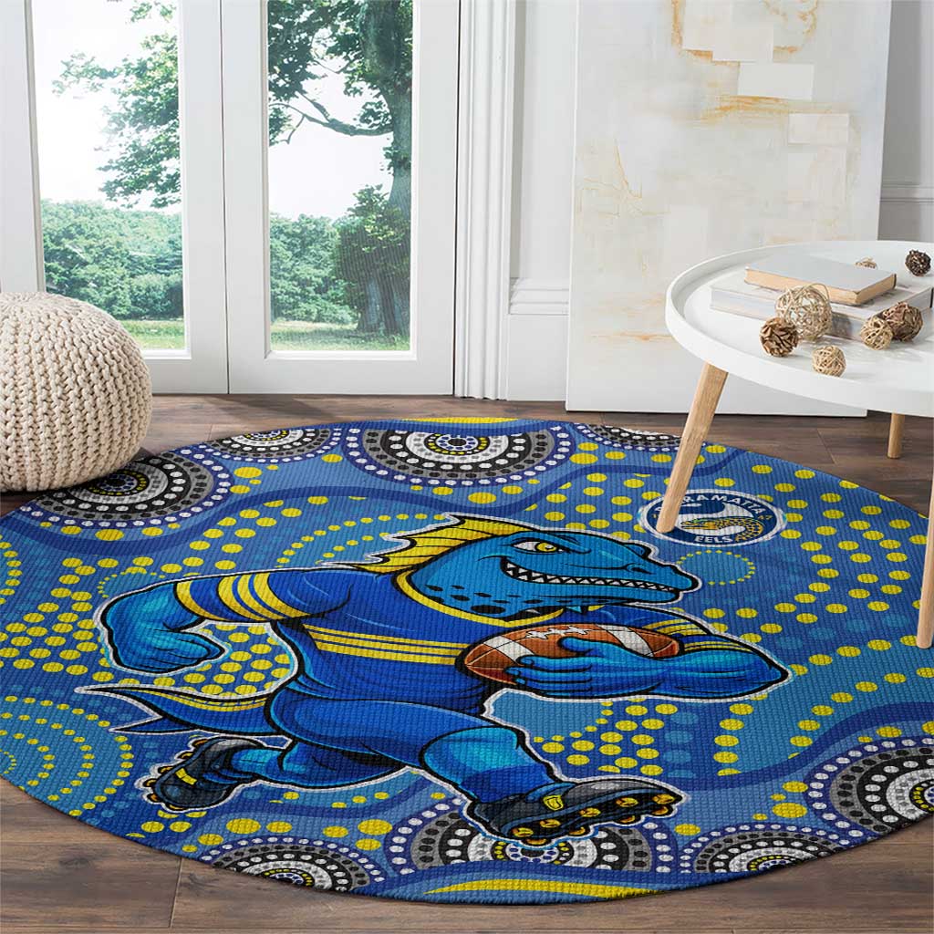 Parramatta Eels Round Carpet Aboriginal Dot Pattern - Rugby Mascot Heritage Pride