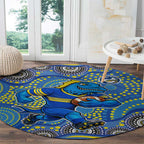 Parramatta Eels Round Carpet Aboriginal Dot Pattern - Rugby Mascot Heritage Pride