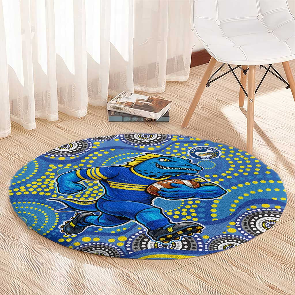 Parramatta Eels Round Carpet Aboriginal Dot Pattern - Rugby Mascot Heritage Pride