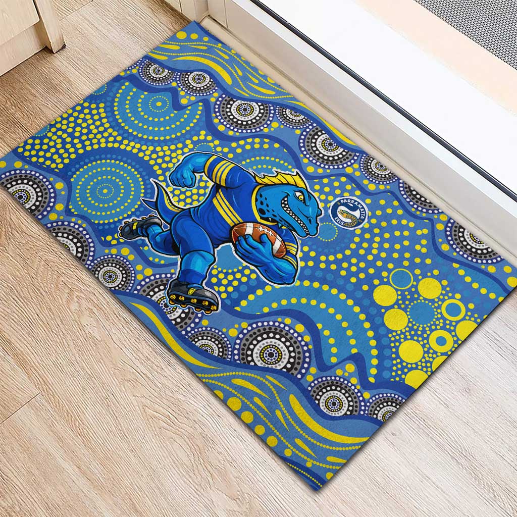 Parramatta Eels Rubber Doormat Aboriginal Dot Pattern - Rugby Mascot Heritage Pride