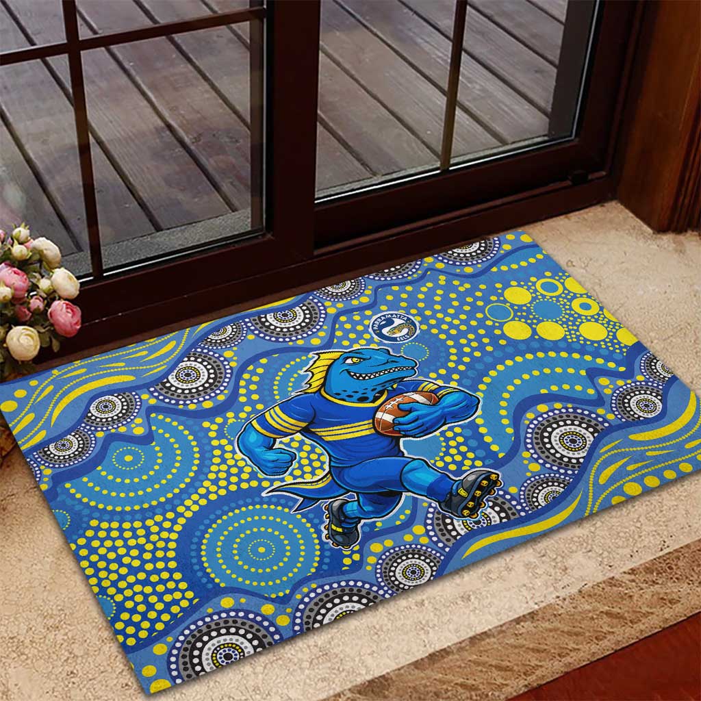 Parramatta Eels Rubber Doormat Aboriginal Dot Pattern - Rugby Mascot Heritage Pride