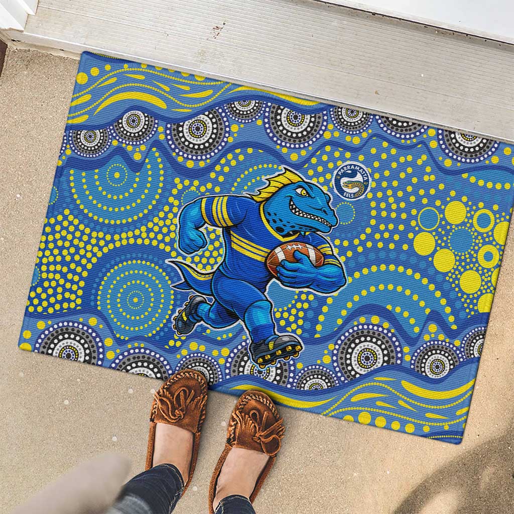 Parramatta Eels Rubber Doormat Aboriginal Dot Pattern - Rugby Mascot Heritage Pride