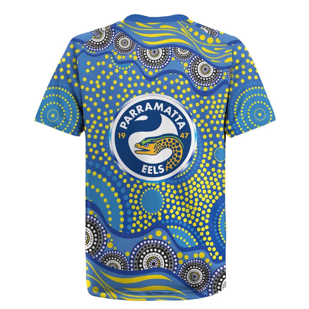 Parramatta Eels Rugby Jersey Aboriginal Dot Pattern - Rugby Mascot Heritage Pride