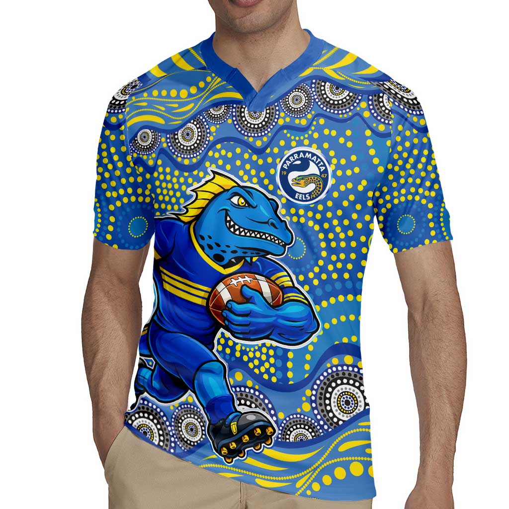 Parramatta Eels Rugby Jersey Aboriginal Dot Pattern - Rugby Mascot Heritage Pride